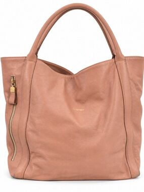See by Chloé Blush Pink Leather Tote Bag Large Shoulder Bag Auth Card